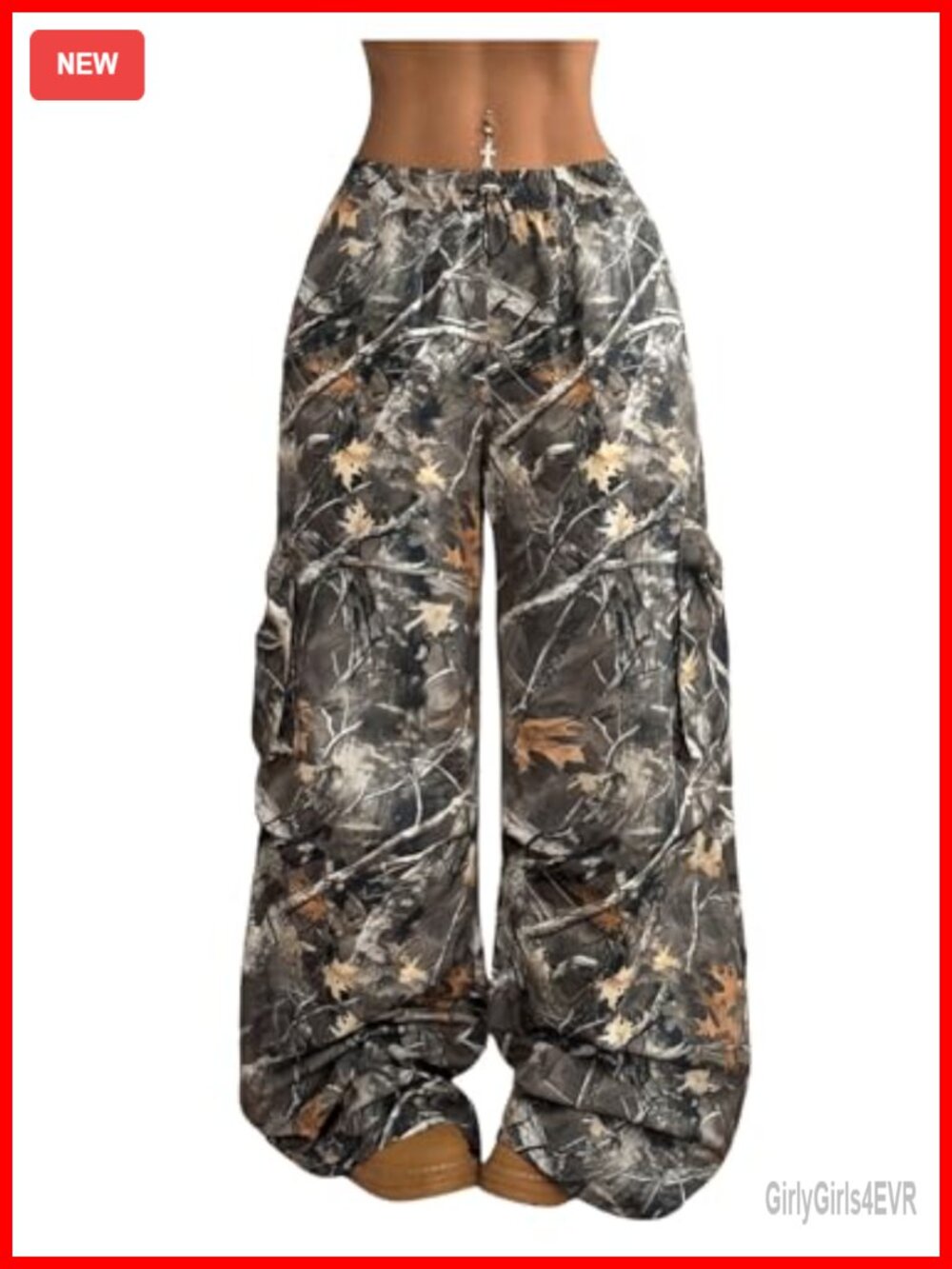 Verdusa Women's Camo Cargo Baggy Pants Y2K Wide Leg Trousers Sweatpants